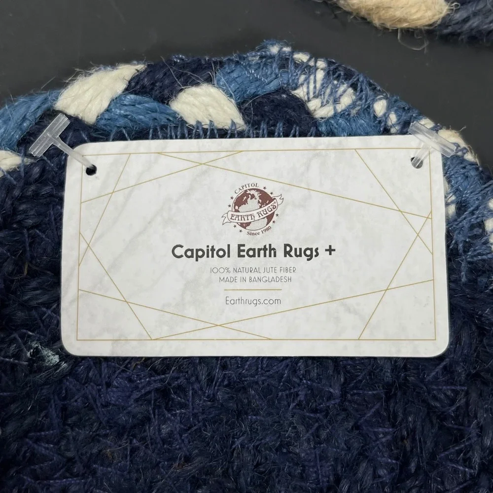 Capitol Earth Rugs Jute Coaster Set Blue Whale Otter Nautical Braided Decor NEW